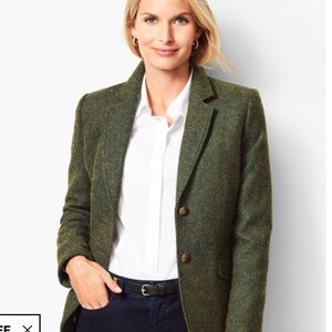 NWT Talbots Aberdeen Herringbone Wool blazer in forest Green, Size 14